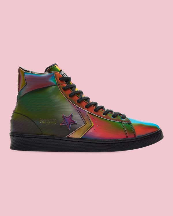 Converse Pro Leather Iridescent Sort Sko Danmark - Converse Høje Sneakers Herre - 80235LXSI